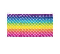 Bannière de fête imprimée écailles de poisson arc-en-ciel, décorations pour toutes les occasions, pour Thanksgiving, fêtes d'anniversaire et plus encore