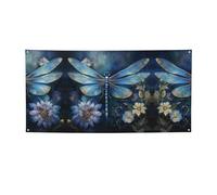 Bannière de fête imprimée libellule bleue, décorations pour toutes les occasions, pour Thanksgiving, fêtes d'anniversaire et plus encore