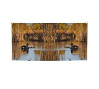 Bannière de fête imprimée Loon Nature Oiseau, bannière pour tous les événements, drapeaux lumineux pour anniversaire, Thanksgiving et plus encore