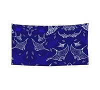 Bannière de fête imprimée raie manta et poissons, décoration extérieure, panneau durable à suspendre pour fêtes et rassemblements