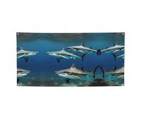 Bannière de fête imprimée requins marteaux, bannière pour tous les événements, drapeaux lumineux pour anniversaire, Thanksgiving et plus encore