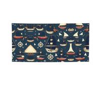 Bannière de fête imprimée sur le thème des pirates nautiques, bannière pour tous les événements, drapeaux lumineux pour anniversaire, Thanksgiving et plus encore