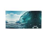 Bannière de fête imprimée vague vert océan pour entreprise, événement, anniversaire, décoration de fête, intérieur ou extérieur