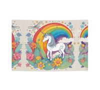Bannière de fête licorne de dessin animé 119,4 x 180,3 cm, adaptée pour Halloween, Noël, les fêtes, les rassemblements et autres bannières de vacances