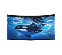 Bannière de fête L'orque dans la mer, décoration extérieure et intérieure, durable et résistante aux UV, parfaite pour un anniversaire, Halloween, et plus encore