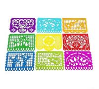 Bannière de fête mexicaine en polyester, 32 x 21 cm avec motifs colorés, parfaite pour diverses occasions et facile à suspendre (5 mètres B9)