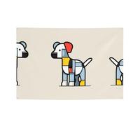 Bannière de fête Mondrian abstractionnisme pour petits animaux 119,4 x 180,3 cm, adaptée pour Halloween, Noël, les fêtes, les rassemblements et autres bannières de vacances