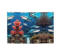 Bannière de fête motif requin sous-marin corail 119,4 x 180,3 cm, adaptée pour Halloween, Noël, les fêtes, les rassemblements et autres bannières de vacances
