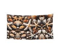 Bannière de fête multi-vacances imprimée étoiles de mer et coquillages, décoration pour anniversaire, Noël, Halloween