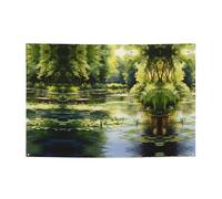 Bannière de fête nénuphars dans l'étang 119,4 x 180,3 cm, adaptée pour Halloween, Noël, les fêtes, les rassemblements et autres bannières de vacances