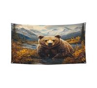 Bannière de fête ours marron, décoration extérieure et intérieure, durable et résistante aux UV, parfaite pour un anniversaire, Halloween, et plus encore