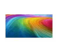 Bannière de fête personnalisée arc-en-ciel océan grandes bannières avec quatre trous ronds en métal - Décoration de la maison pour anniversaire, décoration de fête d'affaires
