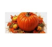 Bannière de fête personnalisée en forme de citrouille d'automne avec quatre trous ronds en métal - Décoration de la maison pour anniversaire, décoration de fête d'affaires