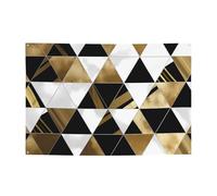 Bannière de fête personnalisée « Happy Birthday » - Décoration de fête tendance moderne - Noir blanc et doré - Bannière de fond pour photo - Bannière murale - Bannière de cour - Toile de fond pour