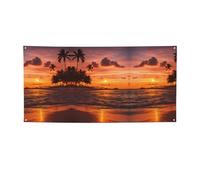 Bannière de fête polyvalente avec imprimé de coco, plage et coucher de soleil, meilleurs drapeaux pour événements, décorations de fête d'anniversaire