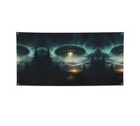 Bannière de fête polyvalente avec imprimé Ufo At Night - Décorations de Thanksgiving et d'anniversaire, pour toutes les occasions