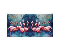 Bannière de fête polyvalente imprimée de nombreux flamants roses, meilleurs drapeaux pour événements, décorations de fête d'anniversaire