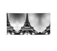 Bannière de fête polyvalente imprimée Tour Eiffel de Paris noire - Drapeaux pour événements, décorations de fête d'anniversaire