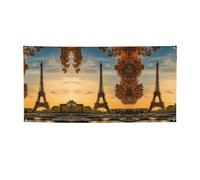 Bannière de fête polyvalente imprimée Tour Eiffel Paris Automne - Meilleurs drapeaux pour événements, décorations de fête d'anniversaire