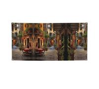 Bannière de fête polyvalente italienne avec impression vieille rue, décorations pour événements, Thanksgiving, fêtes d'anniversaire, etc