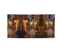 Bannière de fête polyvalente italienne avec impression vieille rue, décorations pour événements, Thanksgiving, fêtes d'anniversaire, etc