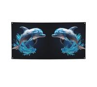 Bannière de fête polyvalente unique avec imprimé dauphin en 3D, décorations de Thanksgiving et d'anniversaire, pour toutes les occasions