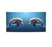 Bannière de fête polyvalente unique avec imprimé dauphin en 3D, décorations de Thanksgiving et d'anniversaire, pour toutes les occasions