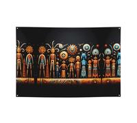 Bannière de fête Primitive Totem de 119,4 x 180,3 cm, adaptée pour Halloween, Noël, les fêtes, les rassemblements et autres bannières de vacances