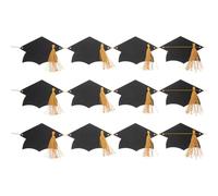 Bannière de Fête Remise des Diplômes Chapeau de Graduation Noir Papier