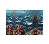 Bannière de fête requins sous la mer 119,4 x 180,3 cm, adaptée pour Halloween, Noël, les fêtes, les rassemblements et autres bannières de vacances