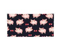 Bannière de fête rouge avec imprimé cochon mignon, panneau d'anniversaire, Nouvel An, décorations de fête de Noël.