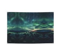 Bannière de fête Sea under the Aurora Borealis 119,4 x 180,3 cm, adaptée pour Halloween, Noël, les fêtes, les rassemblements et autres bannières de vacances