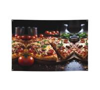 Bannière de fête séduisante saucisse pizza 119,4 x 180,3 cm, adaptée pour Halloween, Noël, les fêtes, les rassemblements et autres bannières de vacances