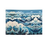 Bannière de fête Ukiyo-e style vagues 119,4 x 180,3 cm, adaptée pour Halloween, Noël, fêtes, rassemblements et autres bannières de vacances