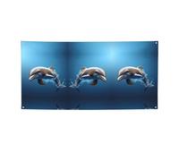 Bannière de fête unique avec imprimé dauphin en 3D pour entreprise, événement, anniversaire, décoration de fête, intérieur ou extérieur