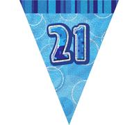Bannière de fête unique avec le nombre 21 conception paillettes, bleu SG12140 (taille unique) (bleu)