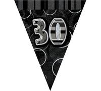 Bannière de fête unique avec le nombre 30,design scintillant,noir SG12146 (taille unique) (noir/ argent)