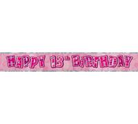 Bannière de fête unique pour le 13e anniversaire SG13497 (2,74 mètres) (rose)