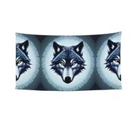Bannière de fond à suspendre en forme de tête de loup féroce adaptée pour les fêtes en bord de mer ou les rassemblements de festival, etc