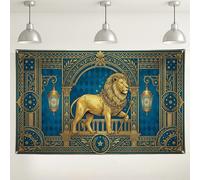 Bannière de fond baroque Royal Lion doré 180 x 109 cm