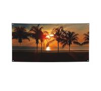 Bannière de fond de cocotiers au crépuscule - Bannières de vacances, décoration pour remise de diplôme, mariage