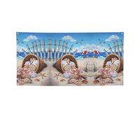 Bannière de fond de mouette volante de plage, bannières de vacances, décoration pour remise de diplôme, mariage