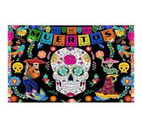 Bannière De Fond du Jour des Morts, Décorations Día De Los Muertos, Bannière De Fond De Crâne De Fiesta Mexicaine pour Intérieur Extérieur, Halloween, Fournitures De Décoration De Fête du Jour des