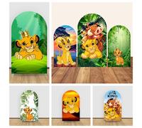 Bannière de fond en tissu élastique « Simba Le Roi Lion » pour la première fête d'anniversaire de bébé, décoration murale de studio photo X05945