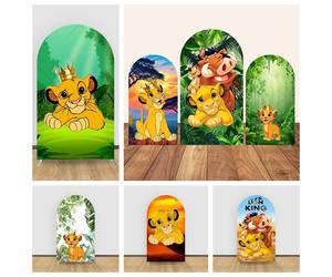 Bannière de fond en tissu élastique « Simba Le Roi Lion » pour la première fête d'anniversaire de bébé, décoration murale de studio photo X05945