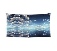 Bannière de fond nuages blancs sur la mer à suspendre adaptée pour les fêtes en bord de mer ou les rassemblements de festival, etc