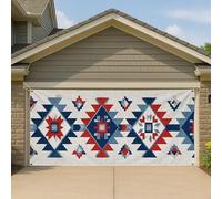 Bannière de garage à motif géométrique coloré, grande couverture de porte de garage tribal pour la maison, l'extérieur, décoration printanière et d'été, 397 x 180 cm