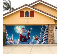 Bannière de garage de Noël, grande couverture de porte de garage de Noël, décoration de fête avec impression de Père Noël, bonhomme de neige et cerf, bannières de fond de garage de Noël pour la veille