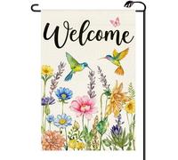 Bannière de jardin Colibris Fleurs Printemps Été Botanique Floresaison Petit