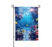 Bannière de jardin colorée sur le thème de l'océan - En polyester - Double face - Décoration extérieure moderne - Cadeau de vacances